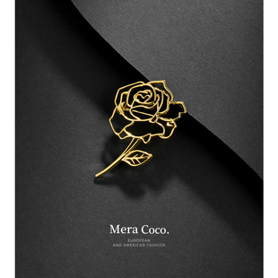 MeraCoco时尚 别针配饰 高级感金属牡丹花胸针高档毛衣胸花男士 西装