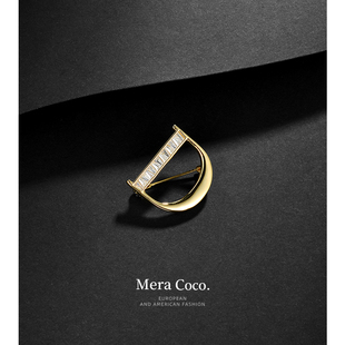 MeraCoco时尚 胸花服饰别针配饰 高级感D字胸针女高端精致男士 西装