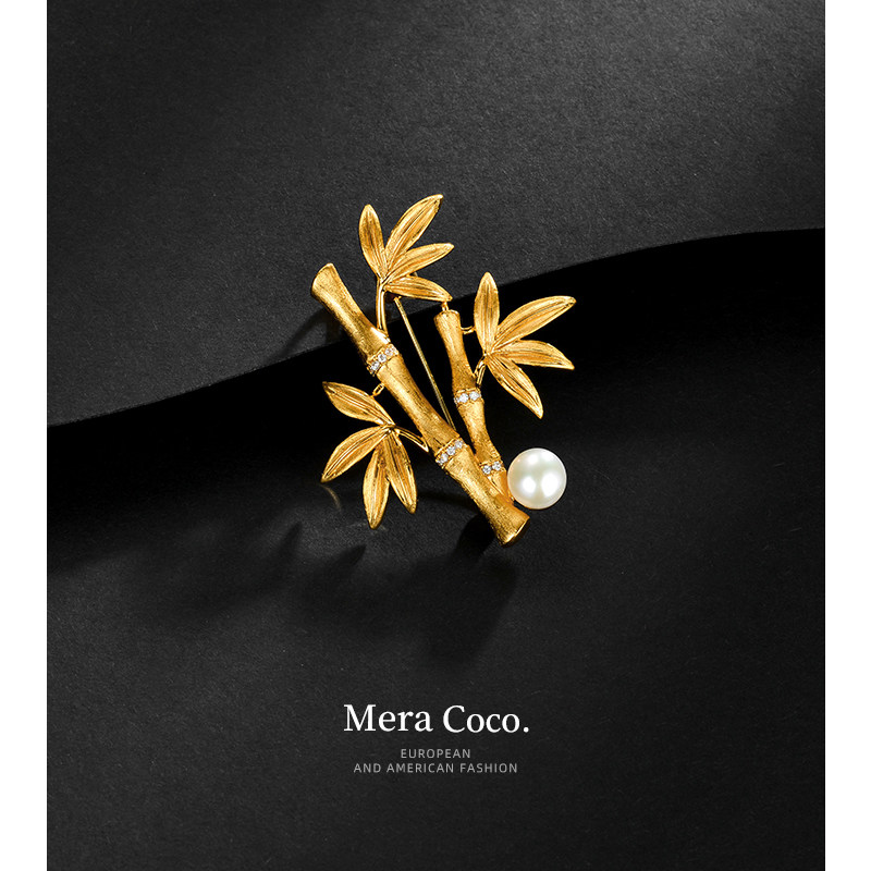 MeraCoco珍珠流金竹影胸针女高端精致砂金胸花男士西装别针配饰品,饰品/流行首饰/时尚饰品新,胸针,淘宝优惠券,粉丝福利购,淘宝优惠卷