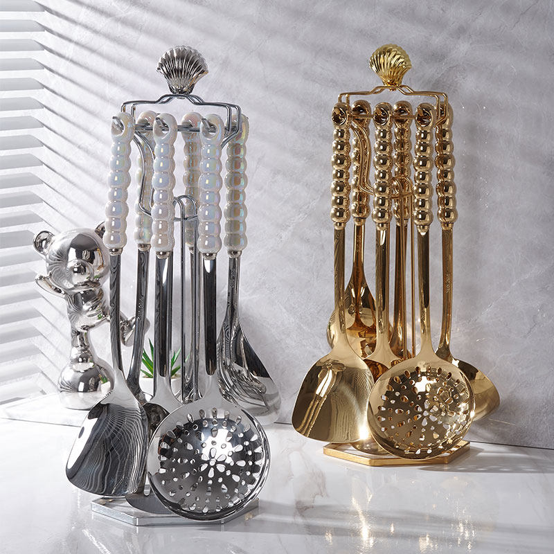 304韩风ins勺铲套装奶油质感珍珠陶瓷手柄锅铲七件套厨具烧菜铲子,厨房/烹饪用具,全套勺铲,淘宝优惠券,粉丝福利购,淘宝优惠卷