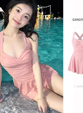 夏季促销秒杀连体泳衣女显瘦露背修身性感小胸仙女范泡温泉游泳衣