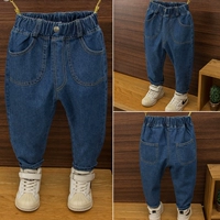 Quần jeans bé 2019 mùa thu mới phiên bản Hàn Quốc của bé trai hoang dã quần âu thời trang trẻ em quần lửng - Quần jean quần áo bé trai