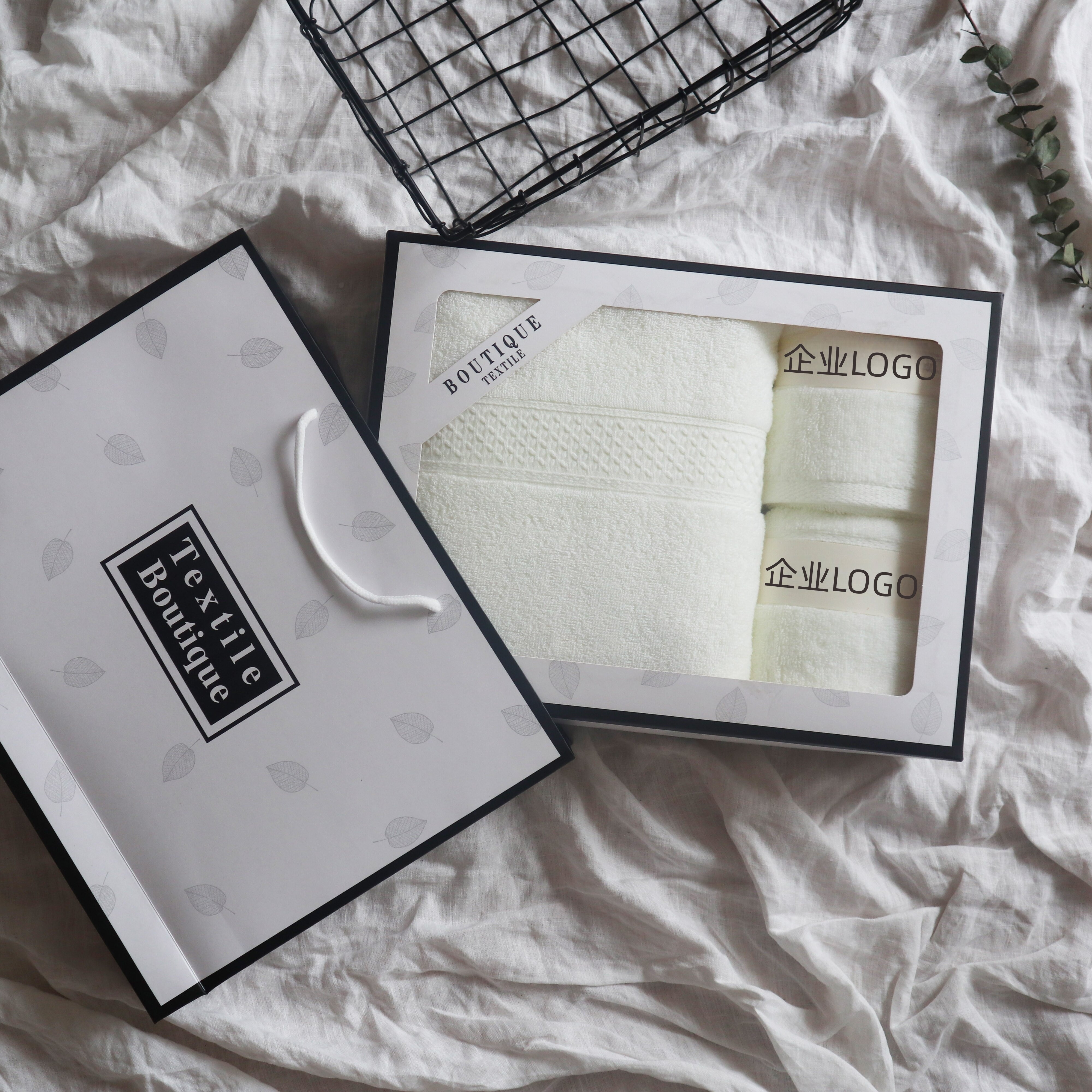 纯棉A类浴巾毛巾3件套礼盒装婚庆喜事祝寿回礼企业送客户员工福利