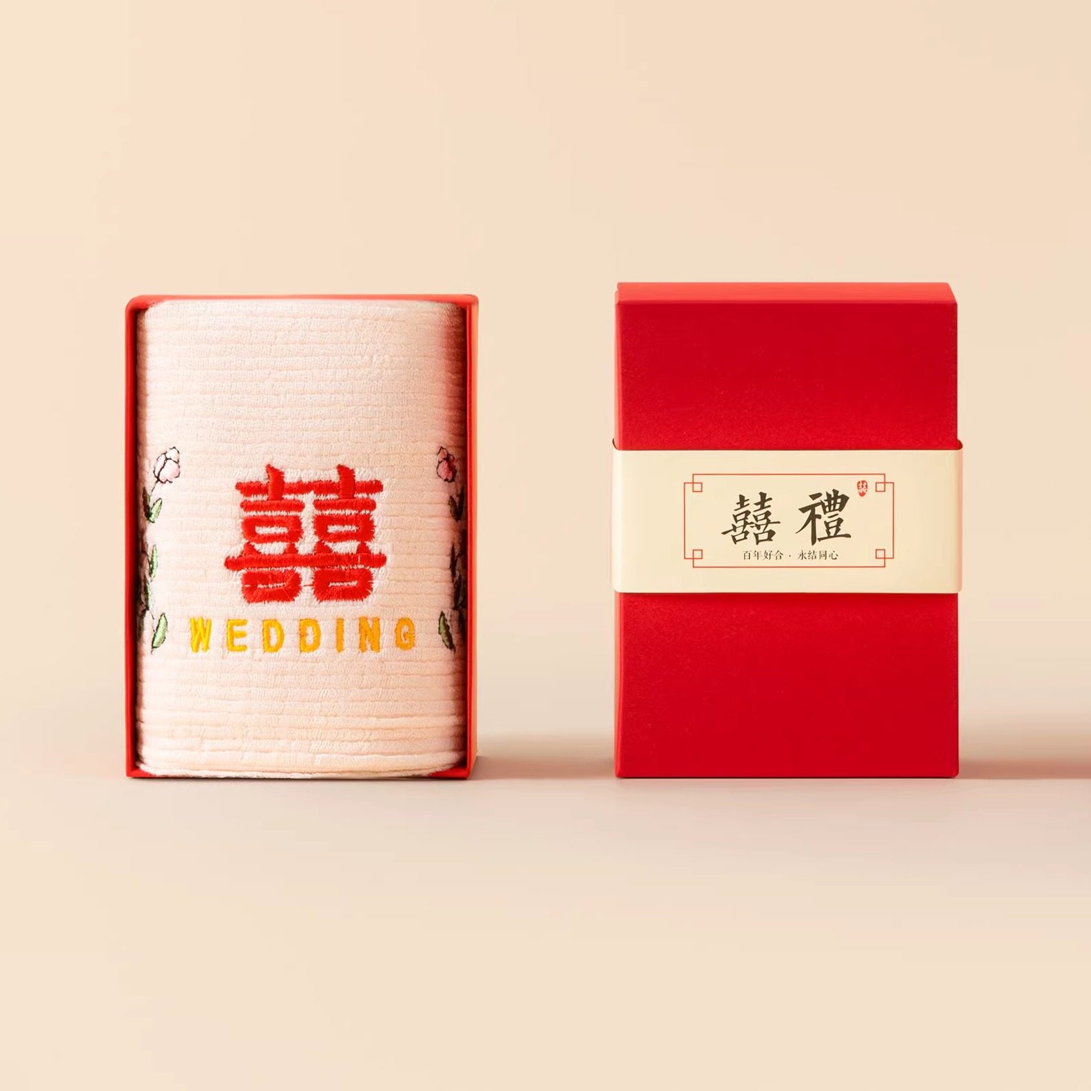 花的嫁纱 ins唯美结婚伴手礼毛巾 陪嫁喜字礼盒复古甜美婚礼回礼