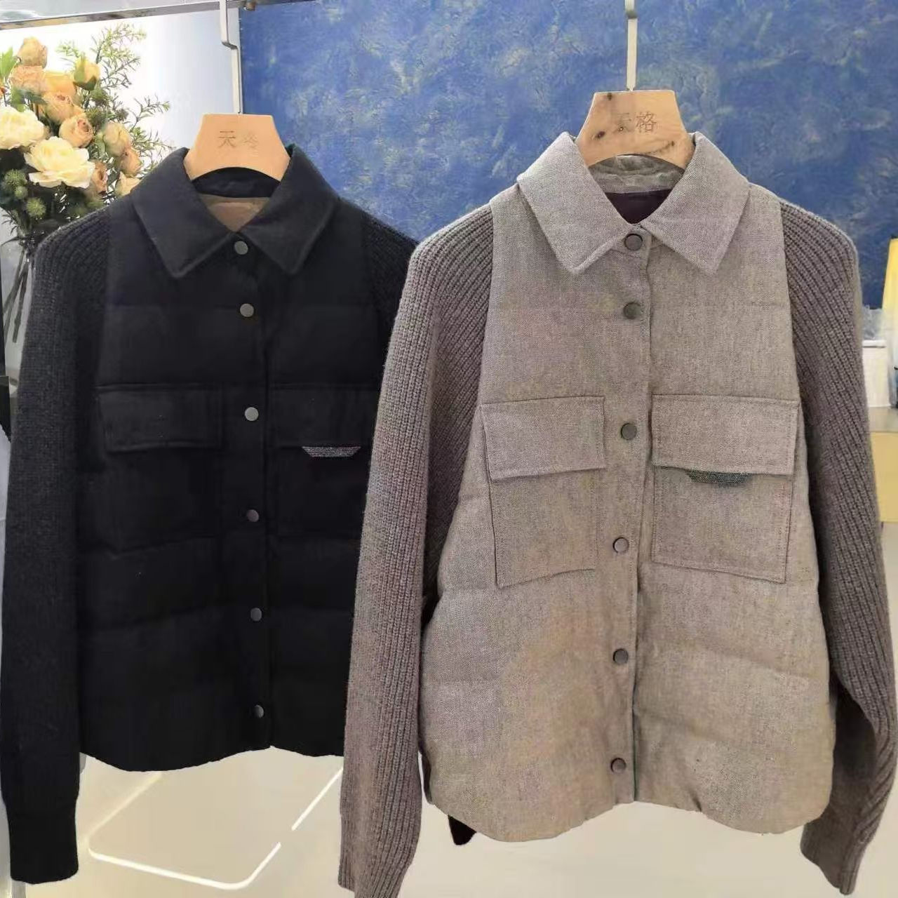 【圆圆专属】BC款美利奴羊毛长袖冬装亚麻可溯源鹅绒服56092