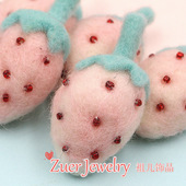 卡通羊毛毡水果钉珠小草莓儿童发饰胸针装 饰草莓发夹包包饰品配件