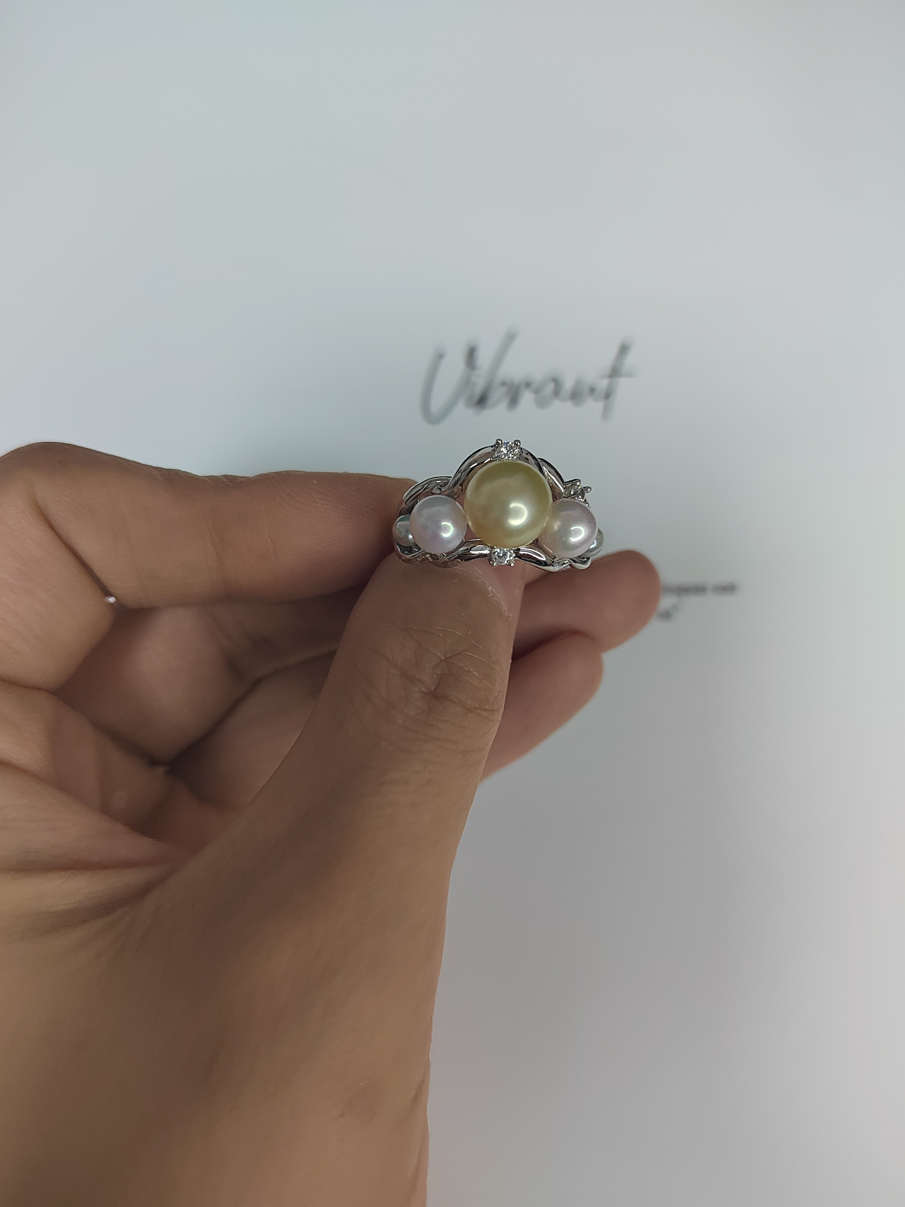 天然海水金珠戒指纯银多珠款戒指