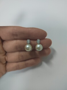天然海水澳白珍珠耳钉纯银珍珠耳钉福利款