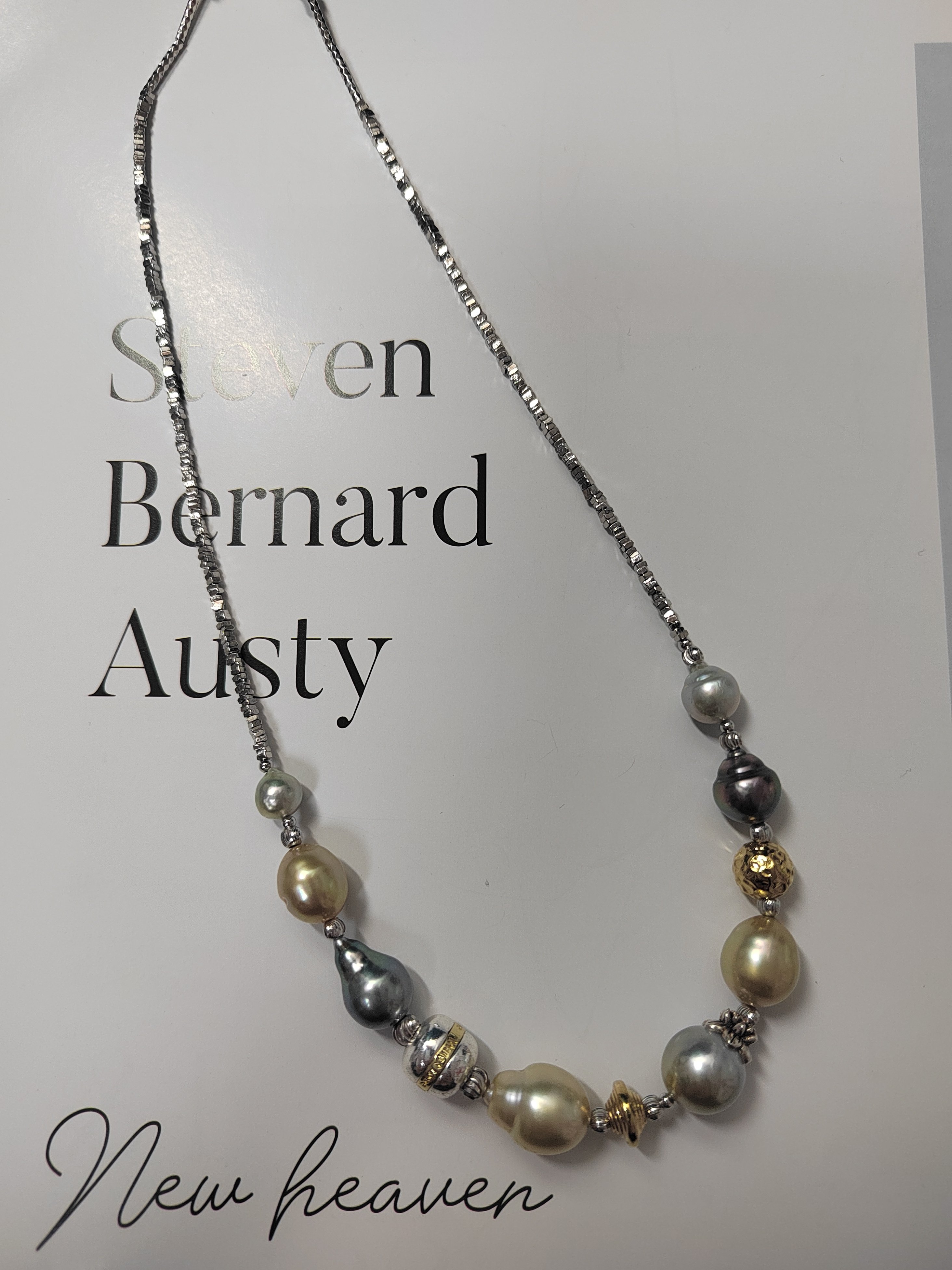 天然海水金珠大溪地真多麻巴洛克珍珠项链碎银子项链