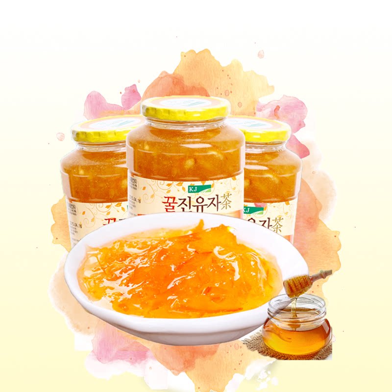 韩国茶 韩国原装进口 kj蜂蜜柚子茶 蜂蜜柚子茶 柚子茶 560克