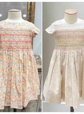 小妤儿Mini | 法单女童樱桃碎花打揽连衣裙 儿童司马克农夫裙子