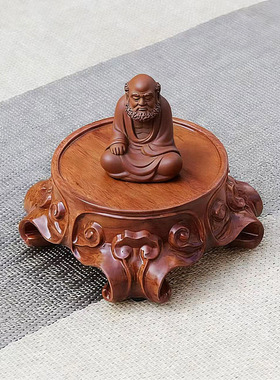 红木实木雕刻祥云纹底座