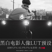 黑白胶片色调人像lut预设支持PS Luts预设 FCPX 达芬奇U27