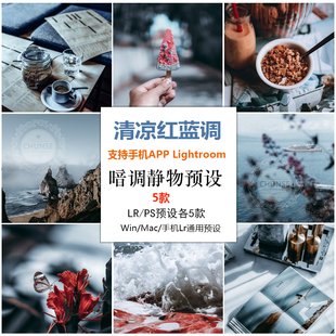 手机lr预设INS清凉红蓝调电脑LR ACR文艺冷调静物风景美食预设