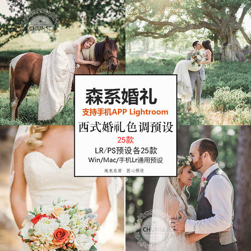 西式草坪婚礼LR预设 清新文艺人像摄影lightroom ps调色滤镜ACR