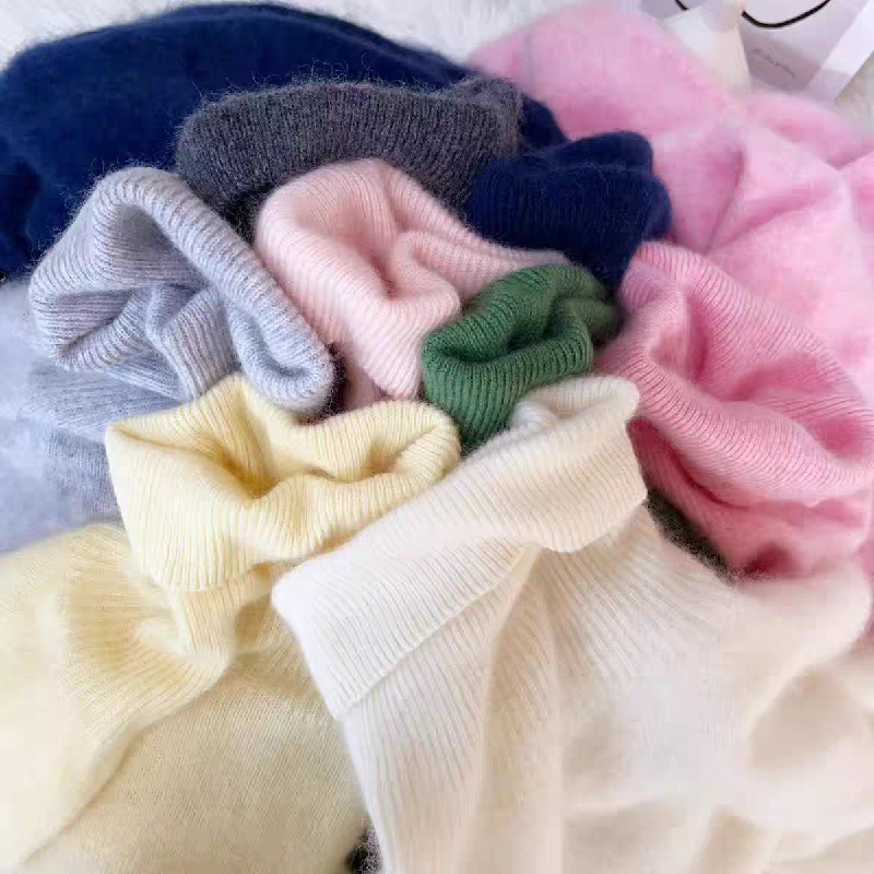 竖螺纹高翻领堆堆领羊绒拉绒软糯亲肤毛衣135斤内