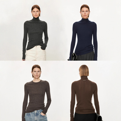 CHICJOC高端48/60支精纺羊绒18针无缝全成型经典圆/高/半高领打底