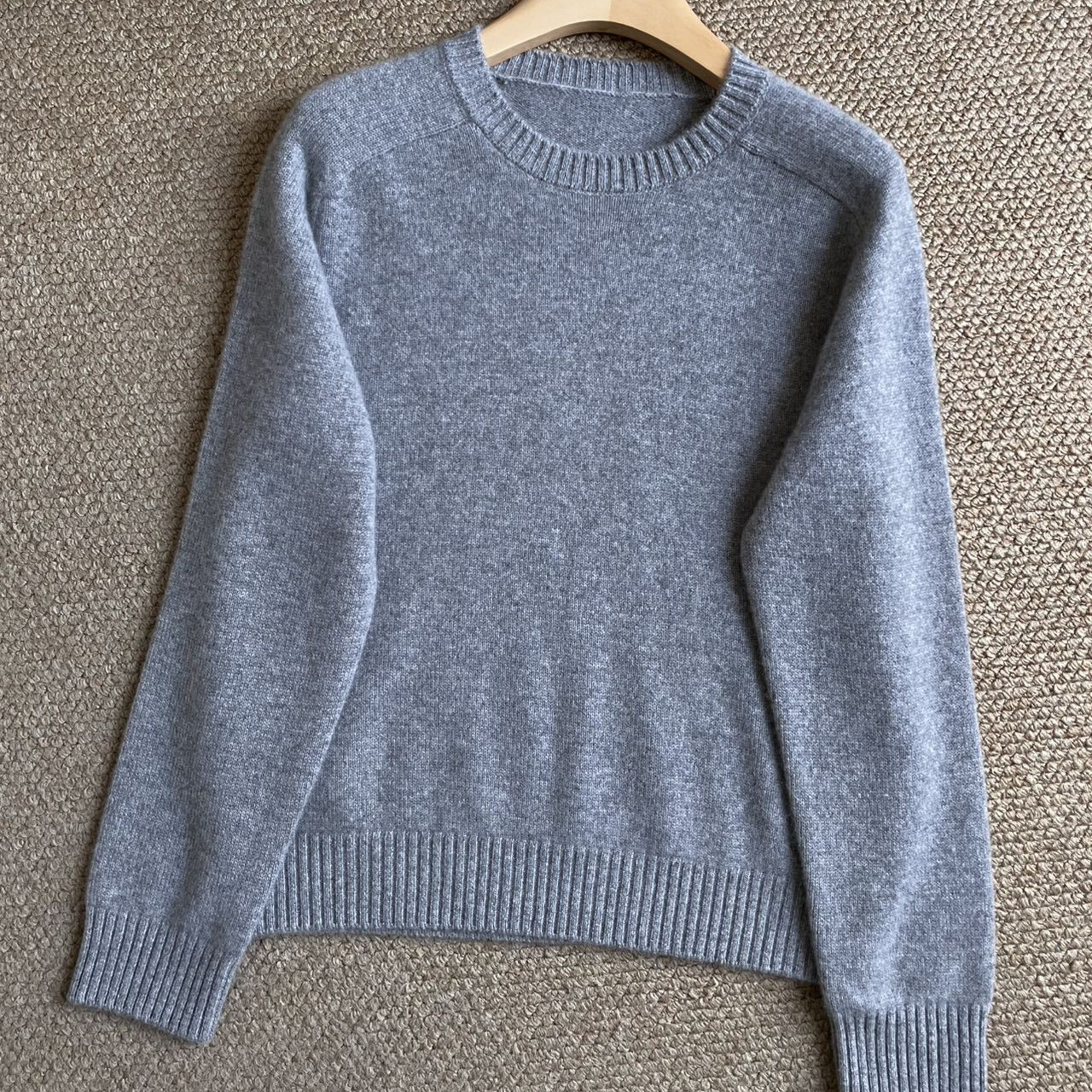 LP同款 100%山羊绒加厚300g康宝莱26支6股纱定染宽松圆领针织衫