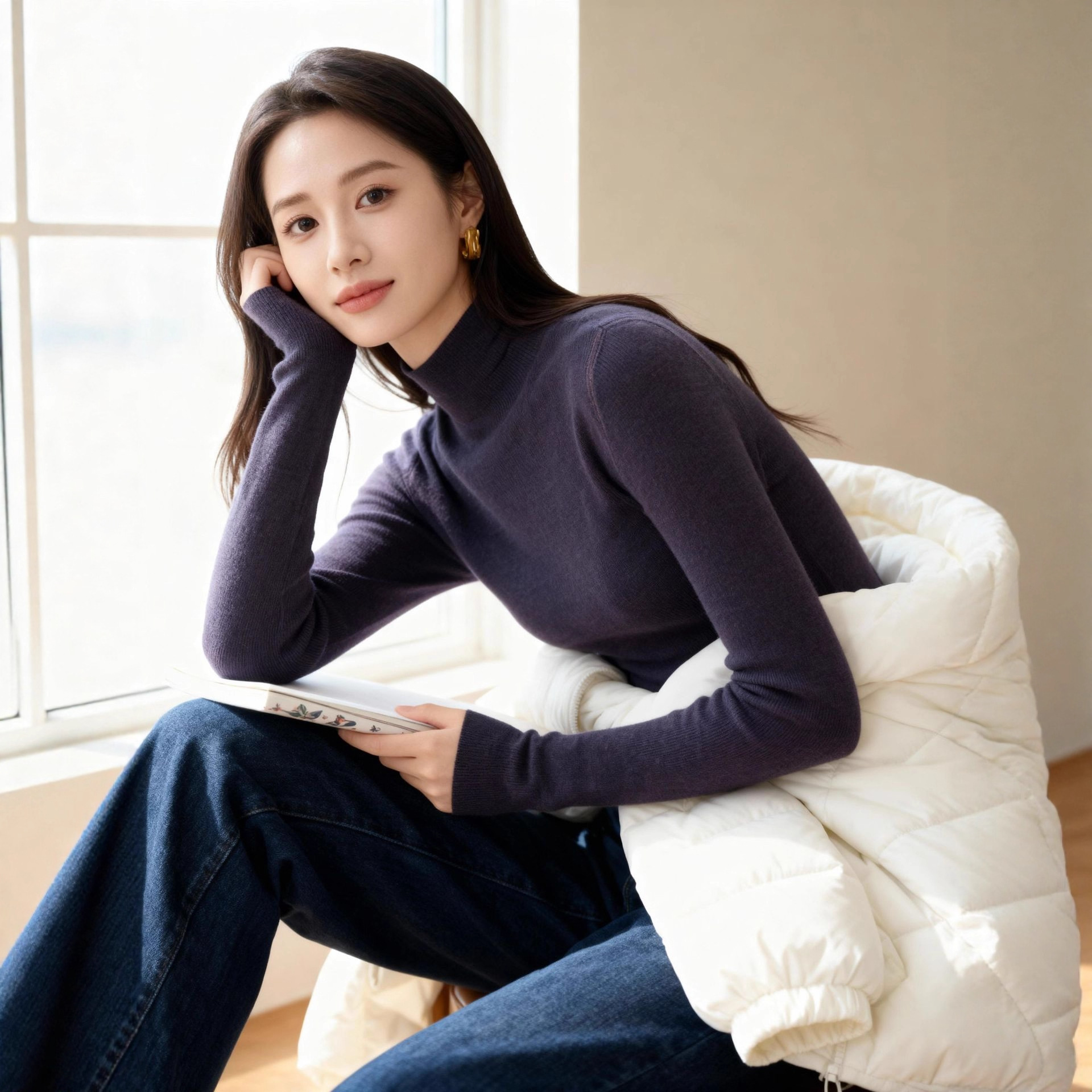 扬子纱精纺羊毛打底衫无缝一体可机洗半高领毛衣针织打底衫女内搭