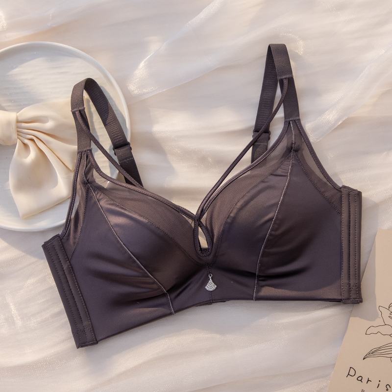 法式无钢圈聚拢性感缎面内衣女