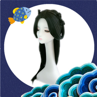 古风汉服古装COS假发女汉服黑长直假发 古代舞蹈发型造型整套少女