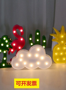 ins摆拍led火烈鸟菠萝字母月亮