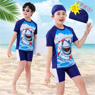 儿童泳衣男童保守泳装 新款 分体游泳衣中大童防晒速干游泳套装