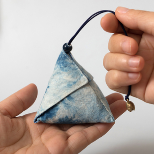 可替换香料空袋子蓝染三角香包粽子香囊手工车挂件纯植物艾草端午