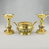 加厚合金烛台香炉蜡烛台酥油灯底座中式 家用婚庆灯架长明灯摆件