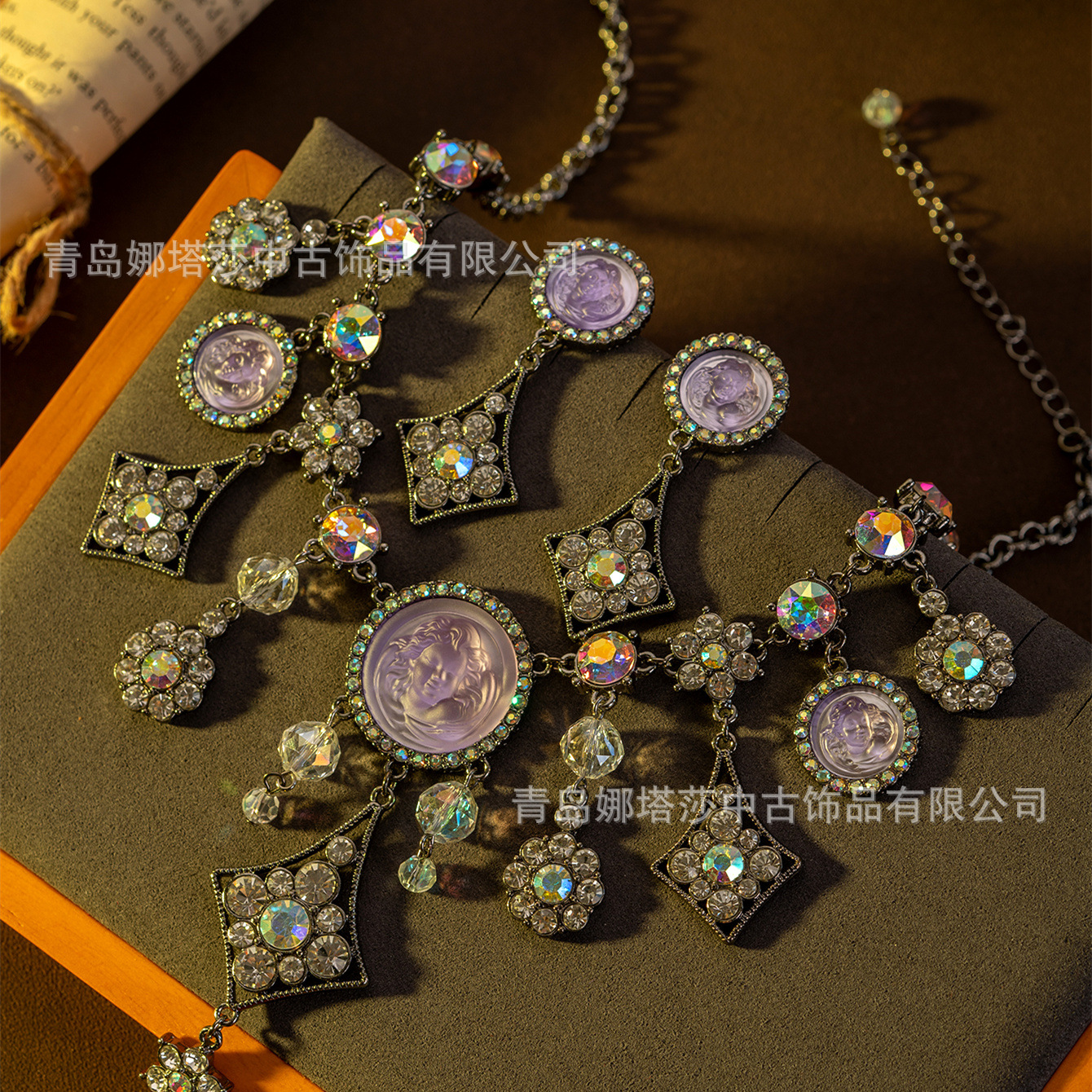 中古饰品高级感vintagekf睡梦天使幻彩个性耳钉可爱甜美重工项链