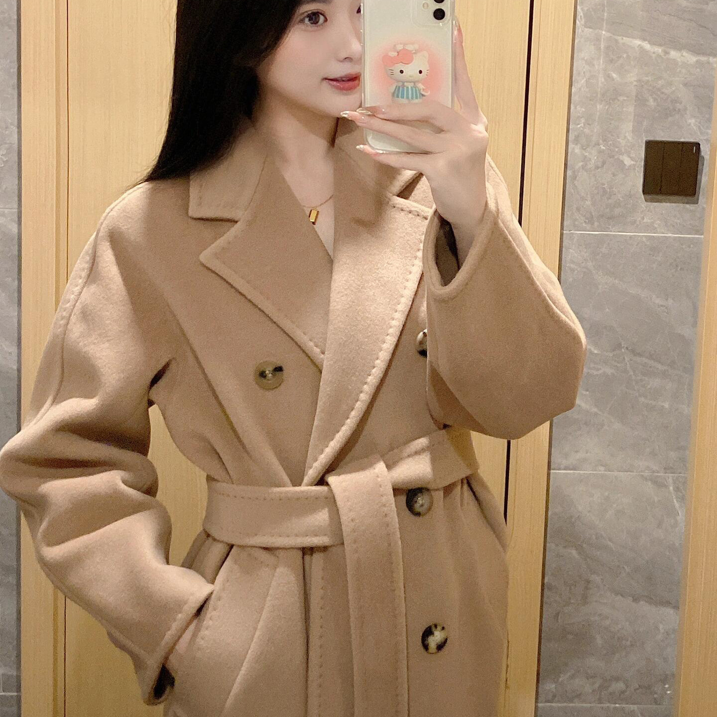 【断码特价，5折】101801山羊毛绒大衣绵羊毛版秋冬长外套GS