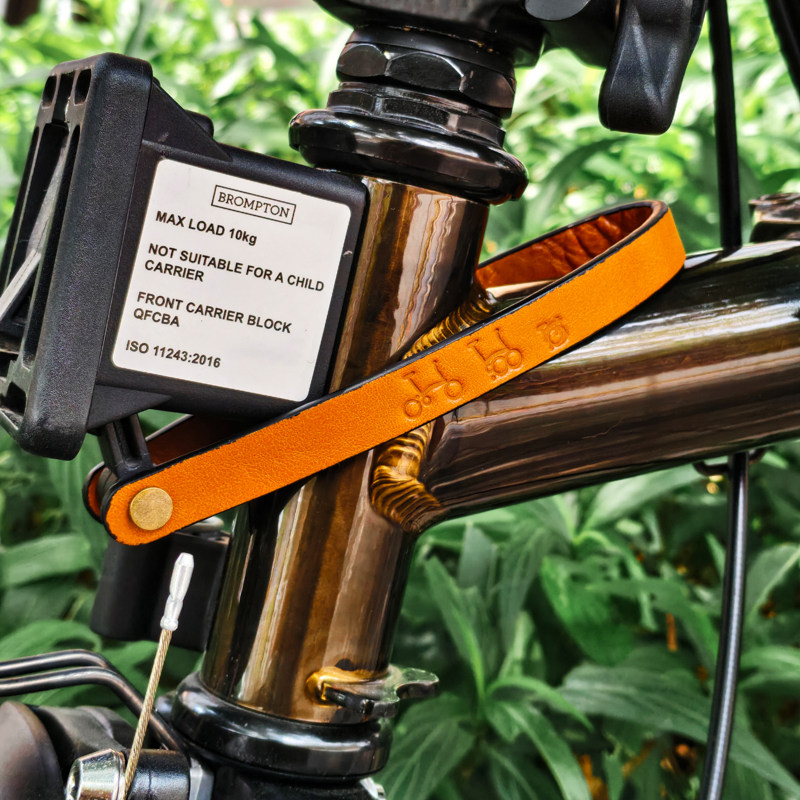 适用Brompton小布折叠自行车真牛皮前后挡泥板泥除改装猪鼻拉绳