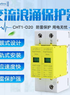 浪涌保护器SPD避雷器2P20KA 家用避雷器防雷断电开关电涌包邮