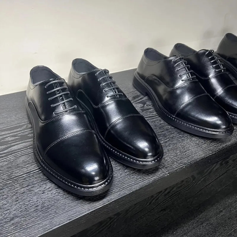 男装牛津鞋柔软真皮皮鞋黑色潮流