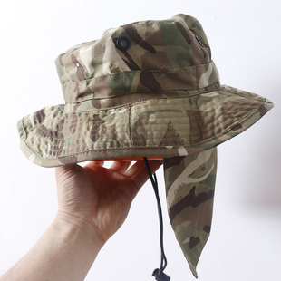 太牛了!英军MTP迷彩奔尼帽/遮阳帽!圆边帽带后帘太阳帽男士帽子