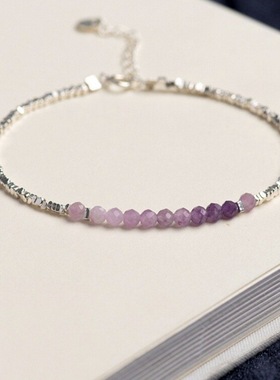 新品不规格紫水晶碎银子手链细款紫色水晶手串珠闺蜜饰品直播批发