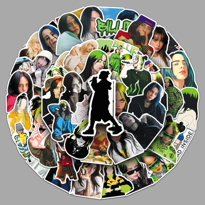 50张Billie Eilish贴纸个性涂鸦防水装饰笔记本电脑滑板吉他贴纸