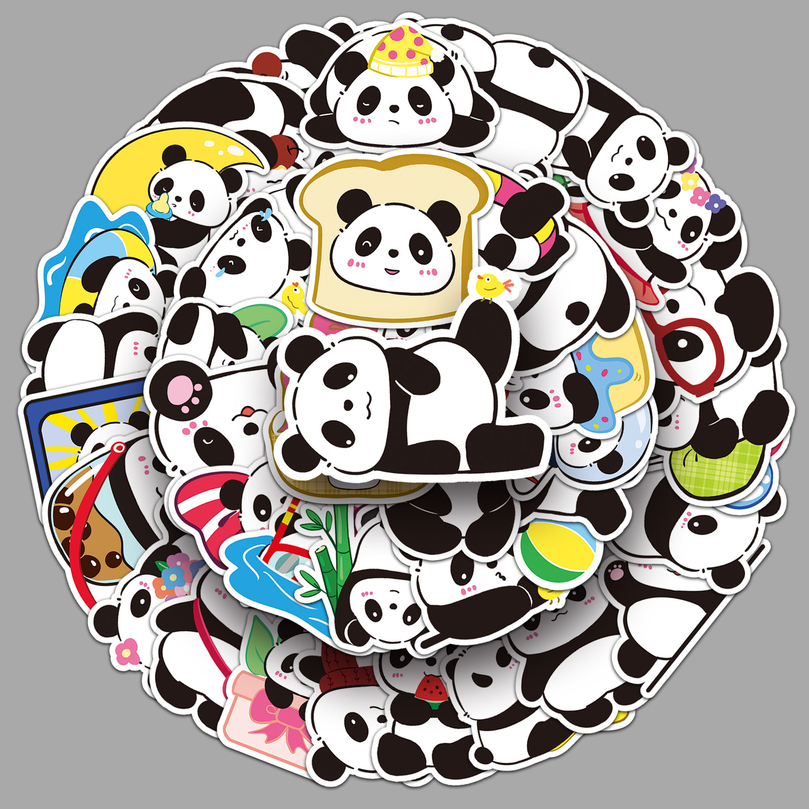 50张原创手绘熊猫贴画卡通动物国宝q版可爱涂鸦笔记本电脑diy贴纸