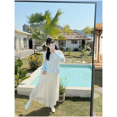 BEST OF YOU-26年早春可可波点八瓣设计纱纱雪纺半身裙2387.