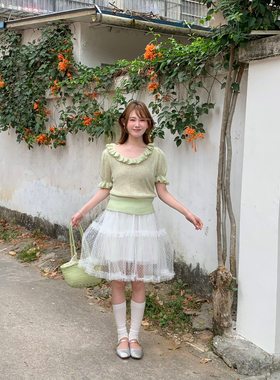 Flower & April-衫女春夏薄款微透设计感小众收腰上衣针织衫90086