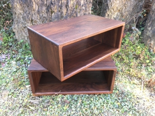 桌面橡木实木收纳盒黑胡桃木原木收纳置物架组合书架柜定制落地柜