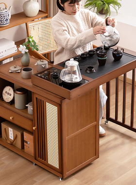 轻奢移动茶水柜茶桌边柜泡茶台家用烧水壶一体边柜办公室茶具置物