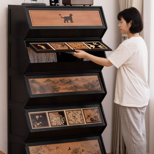 书架落地置物架窄缝小型转角书柜