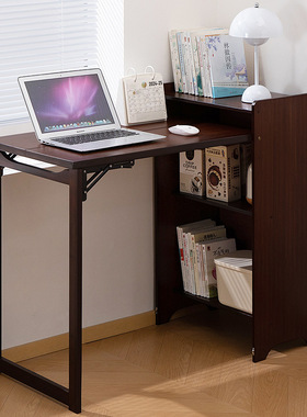 简约折叠书桌书柜一体小户型电脑桌家用学生儿童学习桌书房办公桌