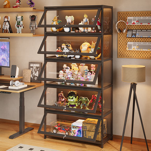 带锁手办展示柜亚克力玻璃模型积分兑换奖杯透明公仔饰品防尘柜子