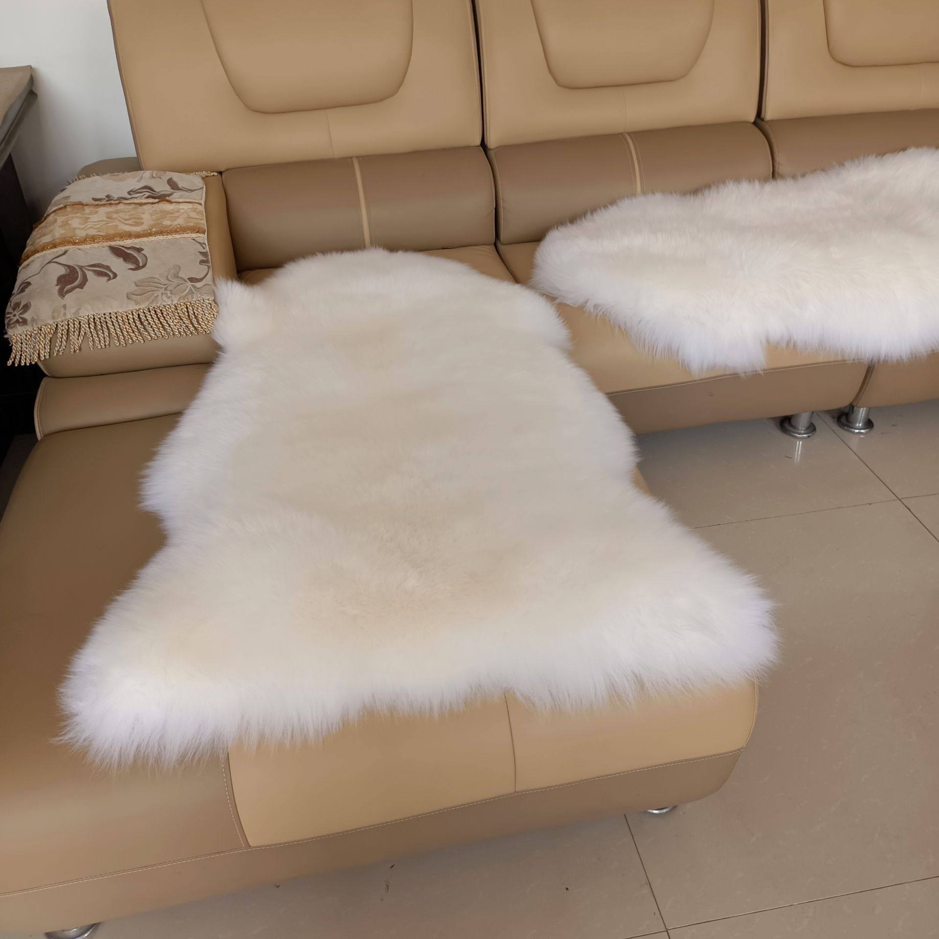 定制澳洲羊皮沙发垫各种形状羊皮产品飘窗垫皮毛一体椅垫床毯地垫