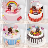 蛋糕模型新款 网红款 布朗熊仿真生日蛋糕模型样品图册支持定制