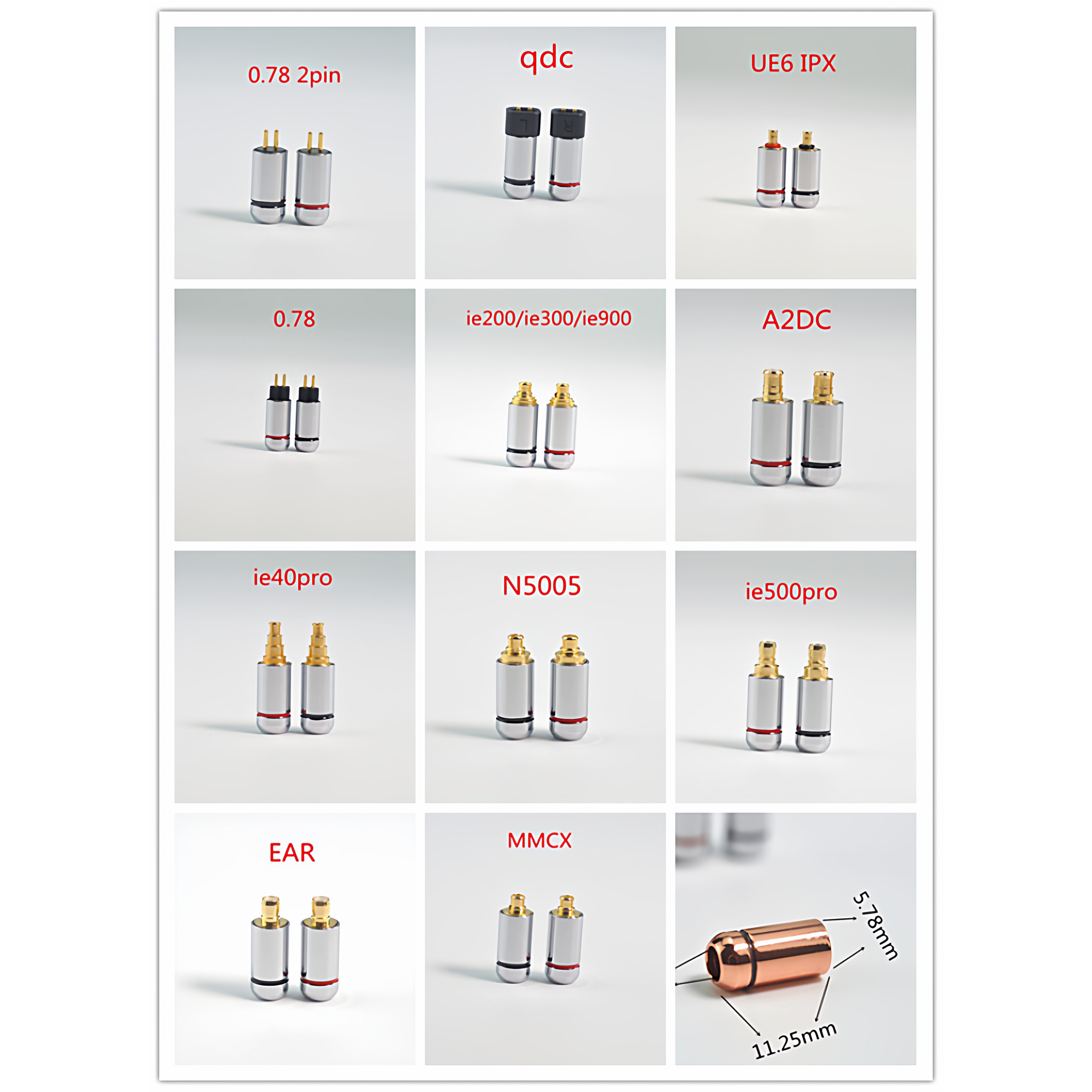 mmcx0.78a2dcIPX耳机线插针