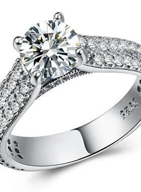 欧美风wish新款ring 精美奢华仿钻女士戒指 铜镀白金微镶锆石首饰
