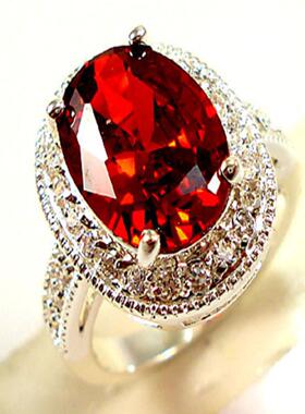 wish热卖爆款 典雅女士红刚玉戒指 超大颗锆石时尚派对宴会首饰品